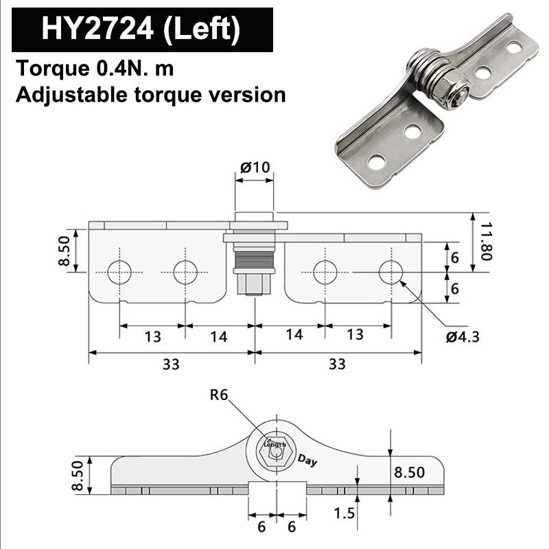 304 Stainless Steel Adjustable Torque Hinge, Industrial Free-Stop Pivot Hinge for Any-Angle Positioning on Equipment 1Piece