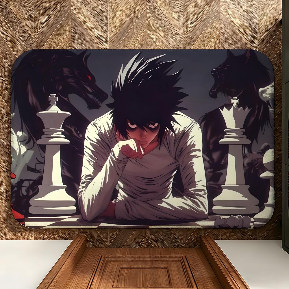 anime D-Death N-Note Floor Mat Soft Flannel Floor Mat Suitable for Entryways, Living Rooms, Bedrooms, and Bathrooms