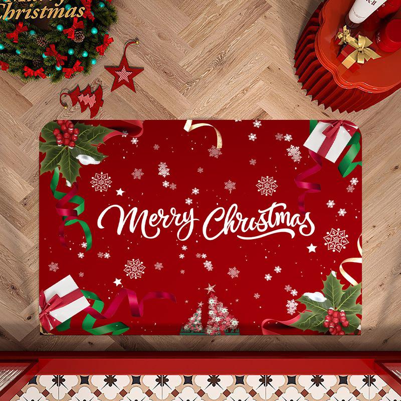 

Рождественский праздничный коврик для туалетной двери, коврик для двери туалета, ванной комнаты, диатомовая грязь, нескользящий впитывающий коврик 40 * 60CM