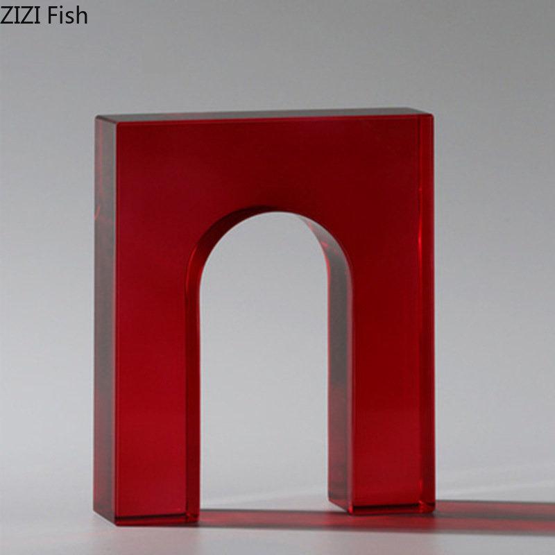 Colorful Geometric Crystal Arch Ornaments Transparent Geometric Square Crystal Statue Desk Decoration Glass Crafts Sculpture