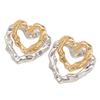 2026 New Gold Silver Color Heart Splice Stud Earrings for Women Fashion Metal Double Layer Heart Geometric Earrings Jewelry