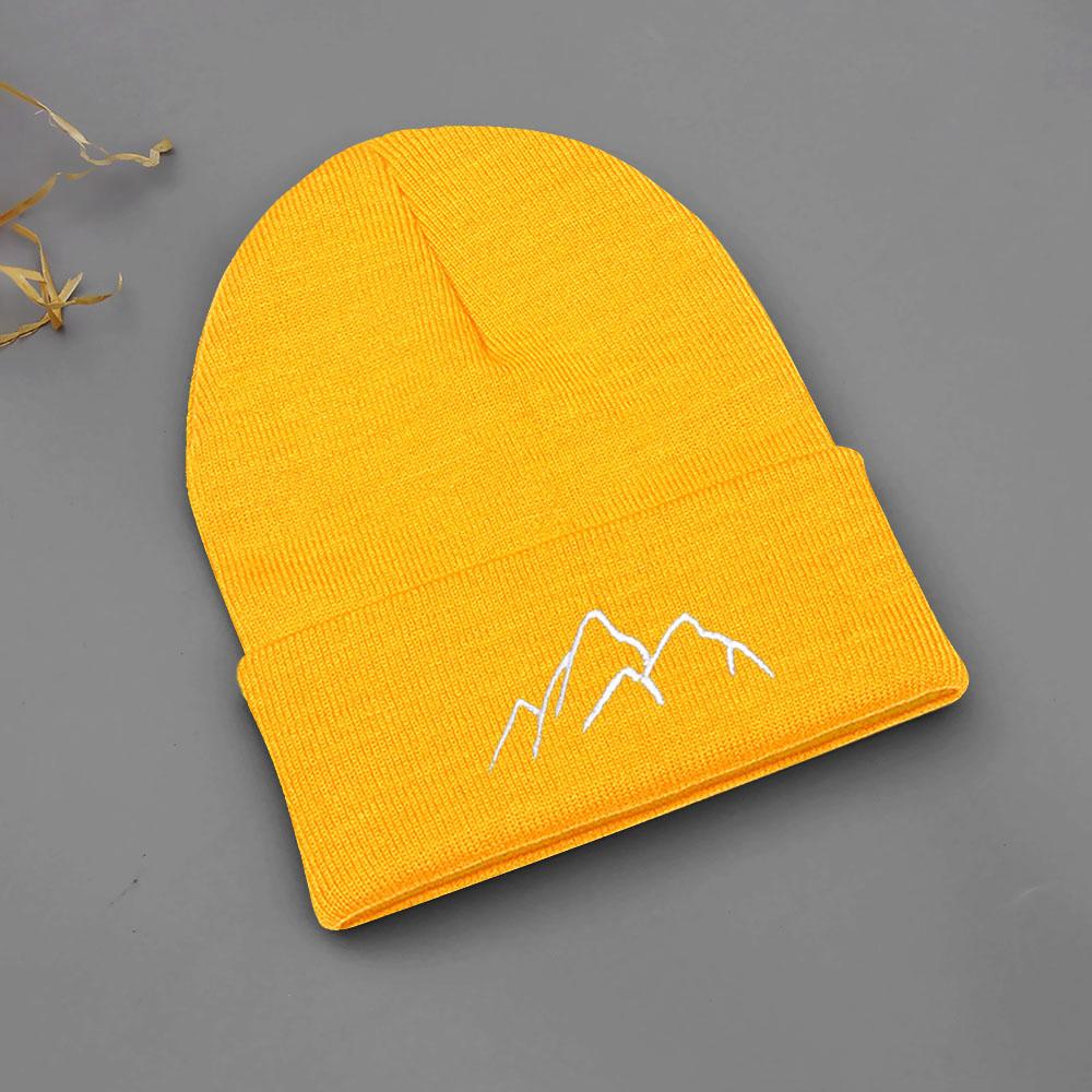 Winter Beanie Hats for Men Women Mountain Style Knit Cuffed Beanie Skull Cap Outdoor Daily Wear