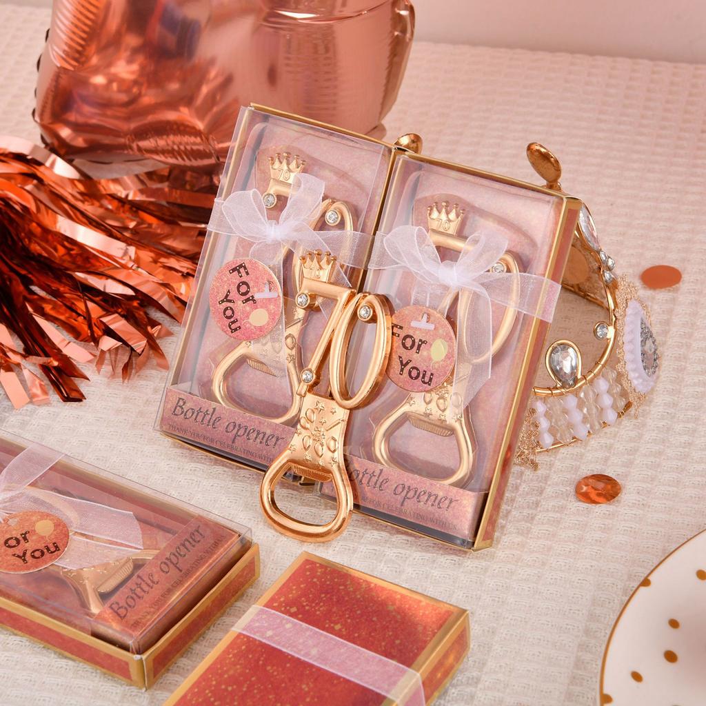 24 Packs 70th Birthday Party Favors Bottle Opener Rose Gold Creative Bottle Openers for Birthday Wedding Anniversary