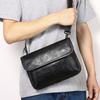 Men's Leather Crossbody Bag Summer Trend Shoulder Top Layer Cowhide Black