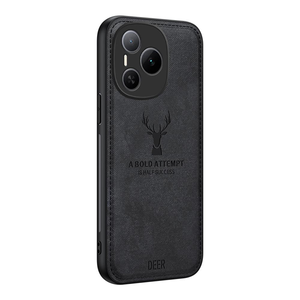 

For Honor Power 5G Case Deer Pattern Cloth Texture PU+PC+TPU Phone Cover Black