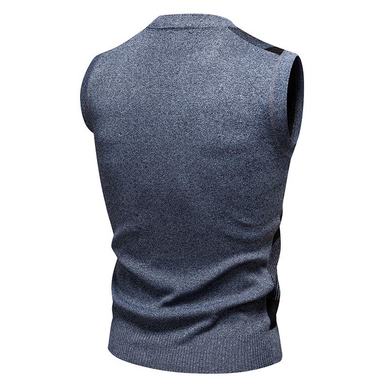 2025 Men's Autumn/Winter V-Neck Grid Knit Pullover Vest
