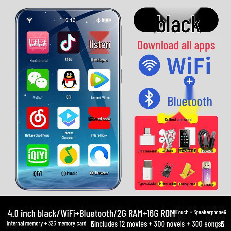 WLAN-fähiger MP4/MP5-Player: Tragbares Vollbildgerät für Musik, Video, Bluetooth und E-Book-Lesen