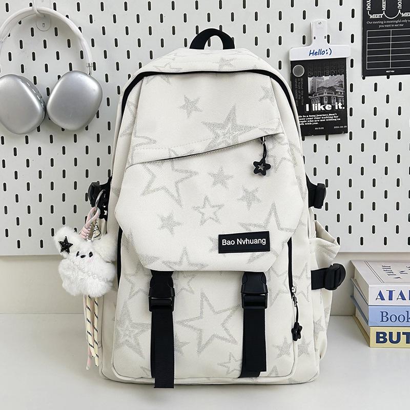 Schoolbag Cool Feeling Dark Gradual Change Star Backpack Korean Version Tooling Style College Student Couple Leisure Travel Backpack