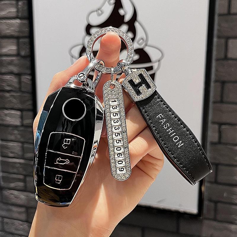 Tpu Car Remote Key Case Cover Protect Shell Fob For Vw Volkswagen Touareg 2013- Keychain Accessories