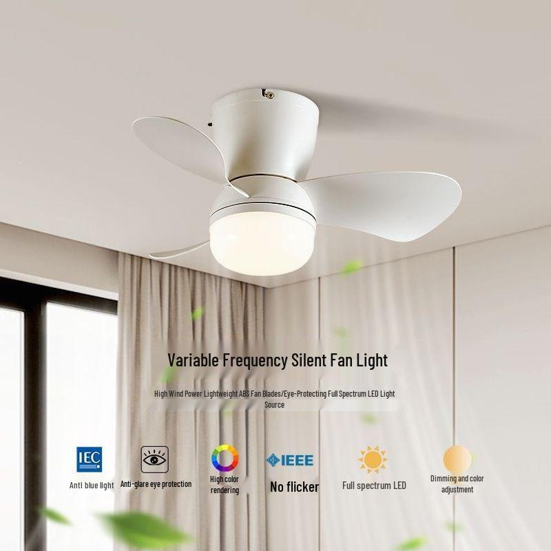 Walnut Chinese Style Ceiling Fan Light – Silent, Full Spectrum for Living Room and Bedroom