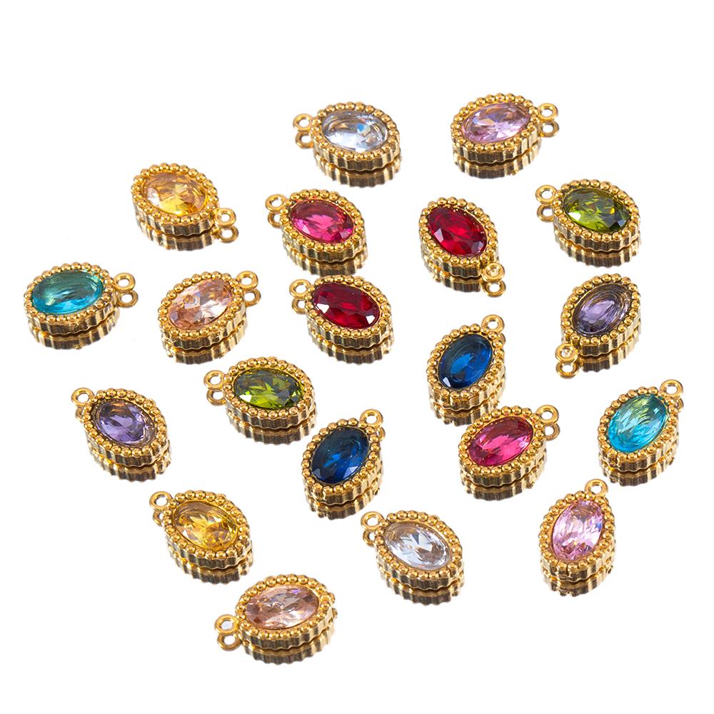 10pcs Shiny Crystal Waterdrop Charms Stainless Steel Colorful Oval Pendants for Necklace Earrings DIY Cloth Jewelry Making Bulk