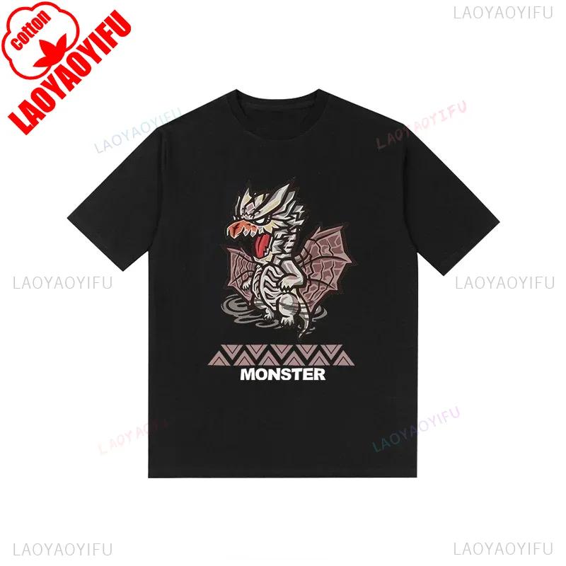 Monster Hunter Tshirt Funny Game Fans Cartoon Tops Cotton Korea Style Short Sleeve T Shirt Casual Hipster Streetwear Man Tees