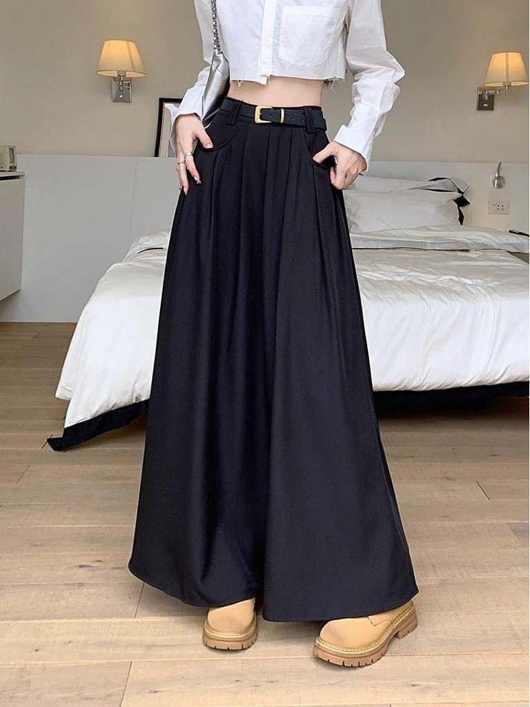 2024 New High-Waist Slim A-Line Umbrella Skirt for Women - Korean Autumn Style