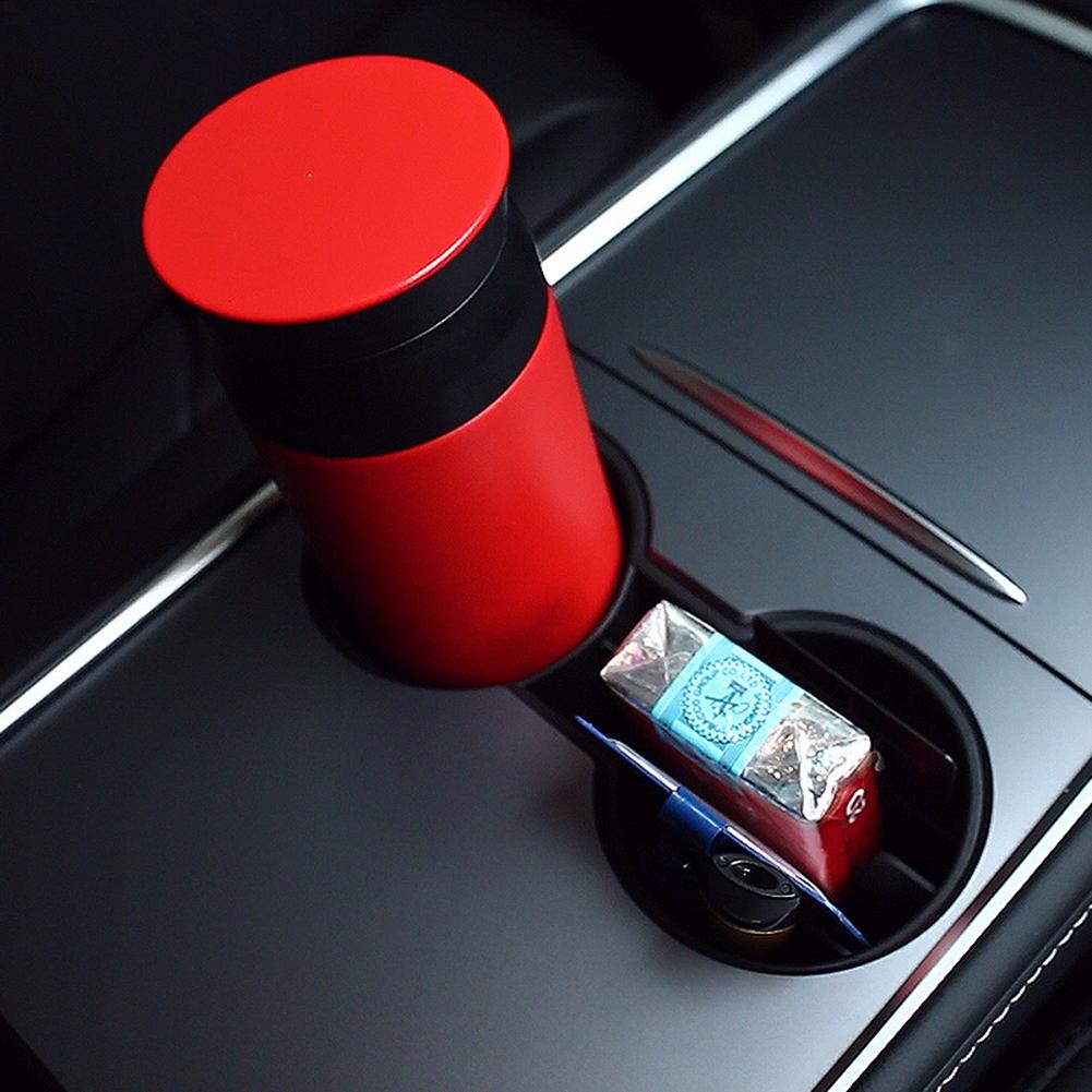 Dual TPE Car Center Console Water Cup Holder Insert for Tesla Model 3 Y  Auto Interior Storage