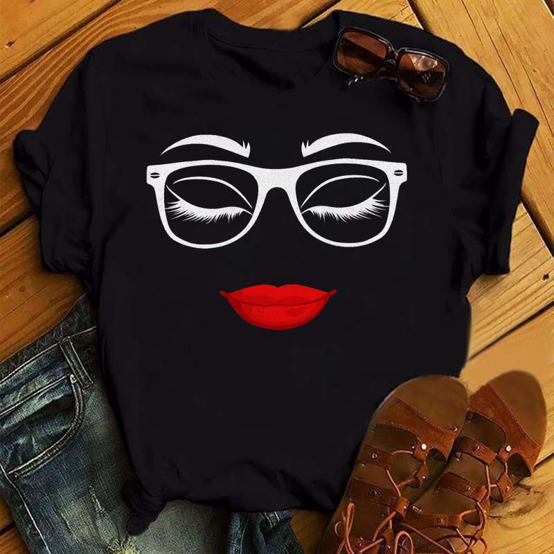Hairdresser Fashion Graphic Women's Top, Kavai Eyelash Stamp Women's Eyelash T-shirt, Interesting Makeup T-shirt Women's T-shirt