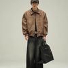 Men's High-End Brown Suede Retro Leather Lapel Jacket by Melaard