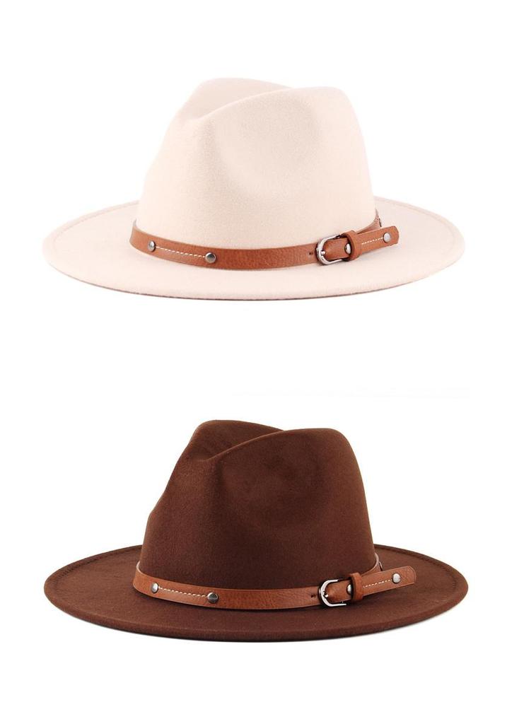 Unisex British Wool Felt Flat-Top Fedora Hat for Autumn/Winter
