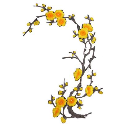 Applique - Plum Blossom Flower Branch Embroidery Patch Motif Iron Sew On Fabric