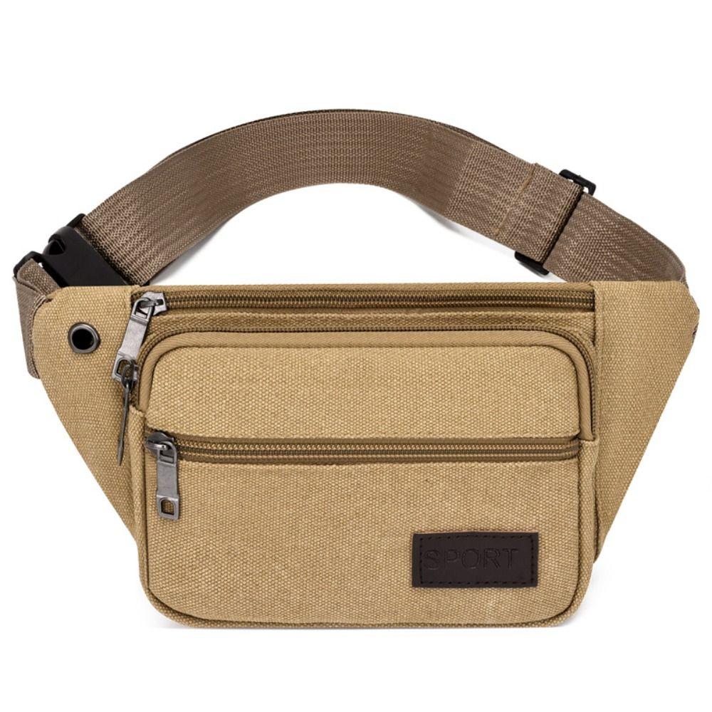 Outdoor Travel Canvas Men's Crossbody Bags Storage Bag Multi-Pockets Waist Bag Large Capacity Chest Shoulder Bag