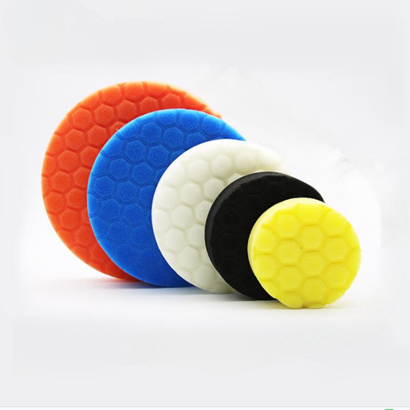 5 piezas/juego Rueda de Pulido para Encerado de Coche Bandeja de Esponja Autoadhesiva Rueda de Esponja con Patrón de Tortuga Máquina de Pulir Almohadilla de Limpieza con Patrón Hexagonal 3 Pulgadas