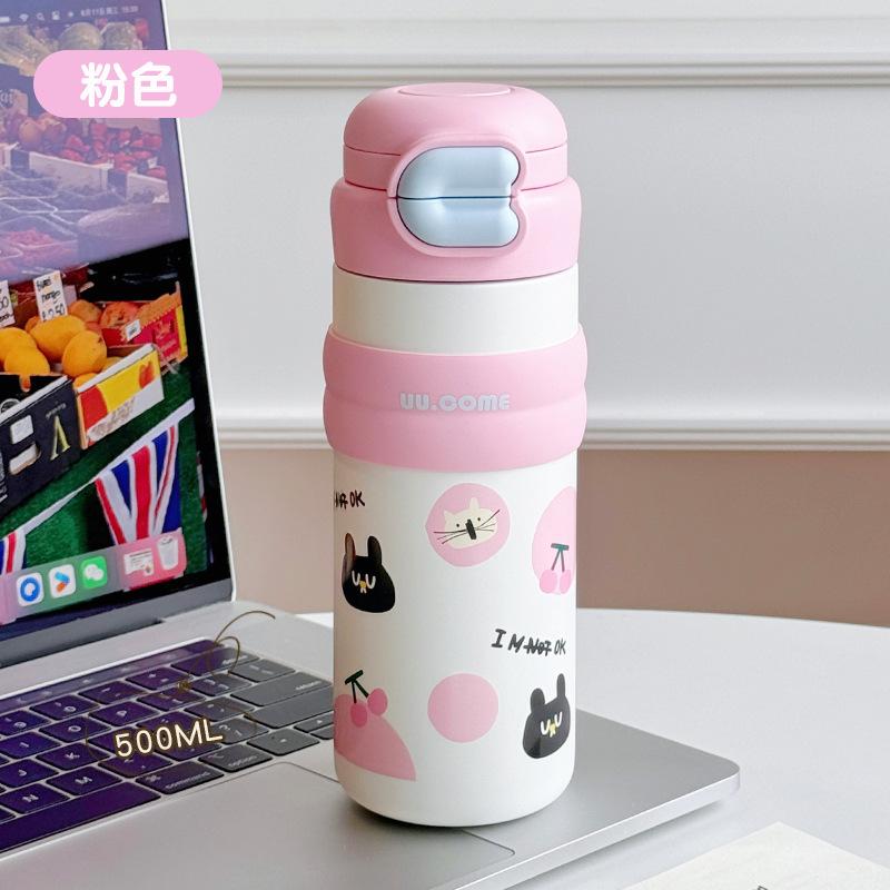 Water bottle cute cartoon children's thermos cup high value ml stainless steel water cup thermal insulation water cup