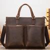 Crazy Horse Leather Men's Handbag Retro Business Briefcase Large Capacity File Computer Bag Men