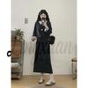 Spring 2026 Plus Size Women's Korean Casual Patchwork Hoodie & Skirt Set
