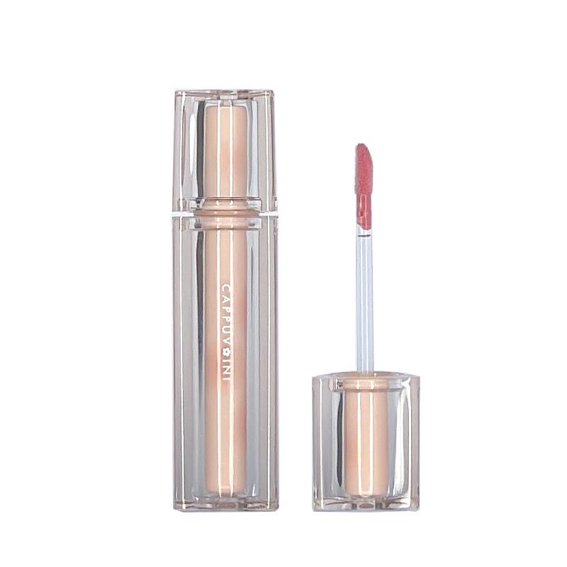 Cappuvini Iced Tea Lip Glaze: Transparent Triangle Tube Gloss for Glassy Jelly Lips