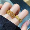 Gold Hollow Pattern Retro Open Ring High Sense Medieval Two-Color Classical Court Style Zircon Ring