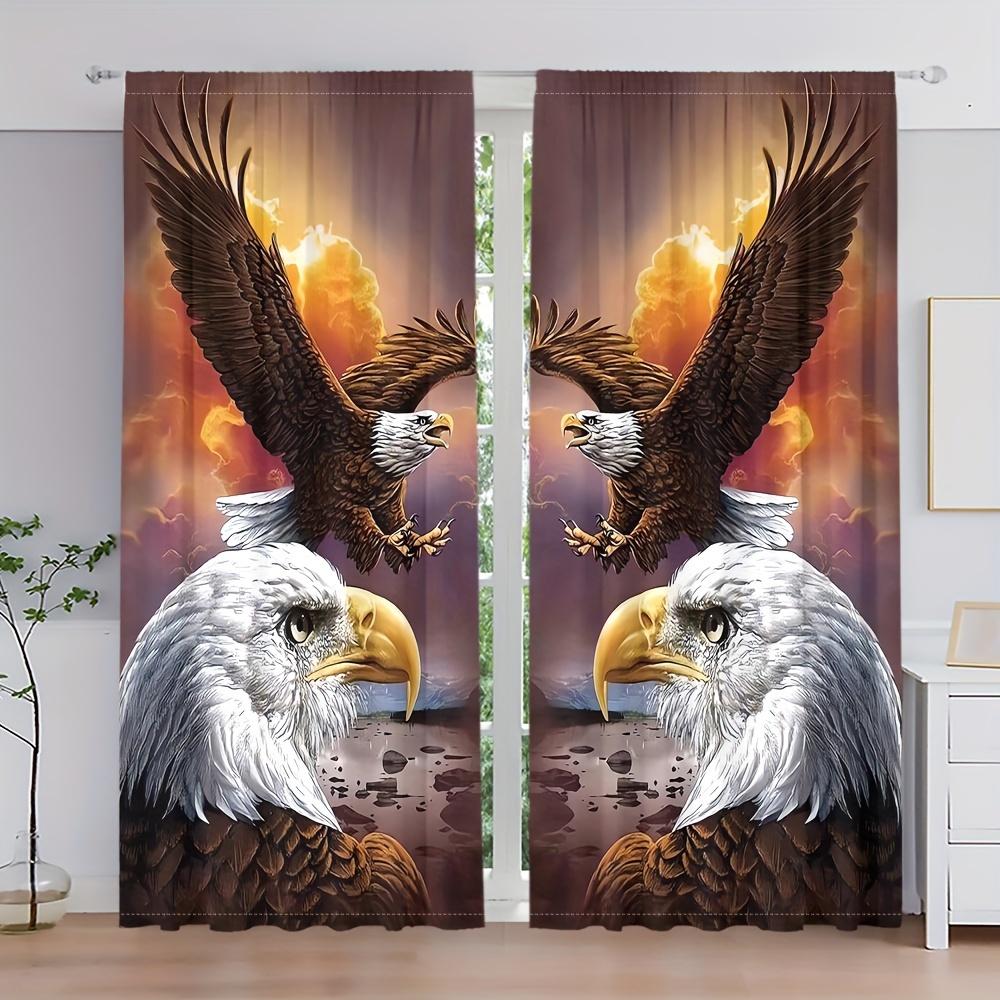 2pcs Eagle Print Curtains Majestic Wings Pattern Sunset Sky Polyester Window Drapes for Bedroom Living Room 60×150