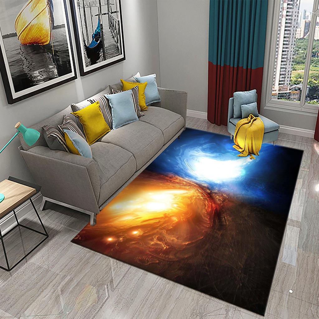 Household large-area carpet teenager boy bedroom living room non-slip floor mat ice and fire theme carpet Tai Chi carpet