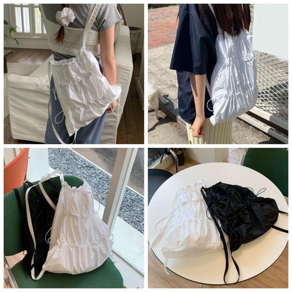 Light Weight Nylon Shoulders Bag Korean Hiking Rucksack Simple Drawstring Backpacks  Girls