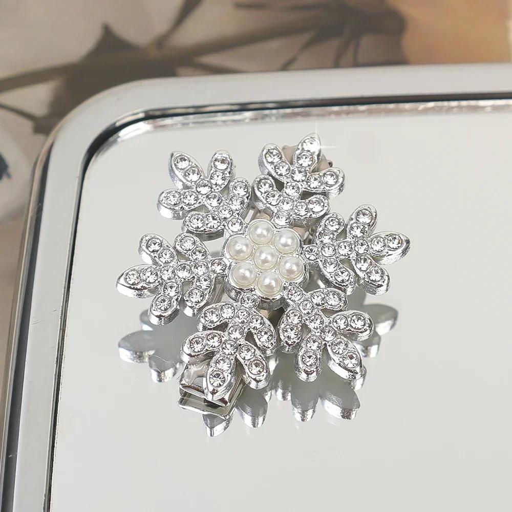 

Winter Snowflake Water Diamond Hairpin Female New Cute Autumn Winter Broken Hair Hairpin Metal Clip New Year Hairpin Headpiece