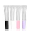 15ml Clear Squeeze Lip Gloss Tube with Brush, Slanted White Tip for Lip Glaze, Soft Long Cosmetic Packaging