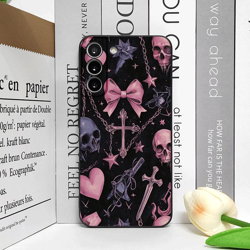 Vintage Gothic Pink Bow Skull Cross Pattern Phone Case for Huawei Nova 13 12 11 Pro 10 SE Mate 40 60 Pro+ P60 P50 P40 Soft Cover