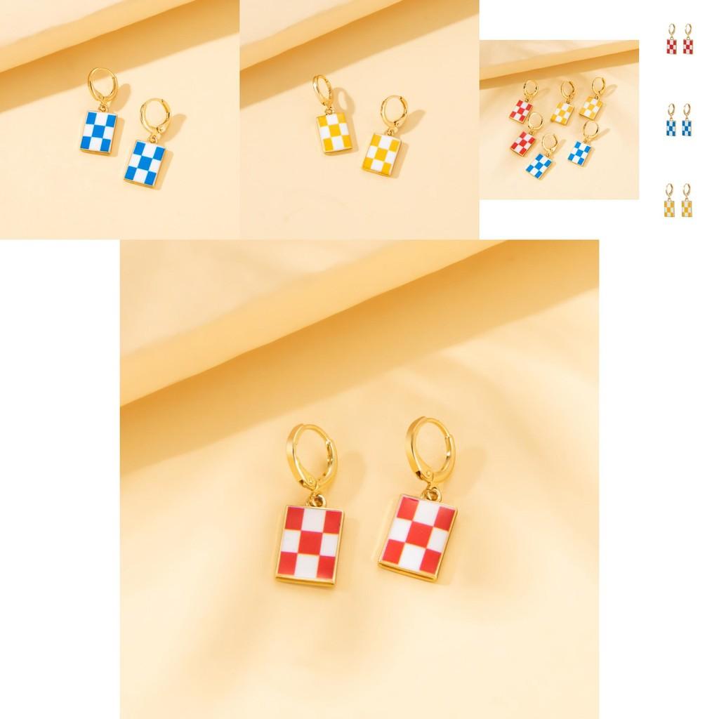 Fashionable Alloy Geometric Earrings Colorful And Trendy Accessories For Women