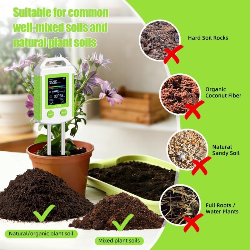 6 In 1 Soil Testing Meter Set Measure Humidity Acidity Sunlight And Heat For Gardening Farm And Greenhouse Indoor Plant