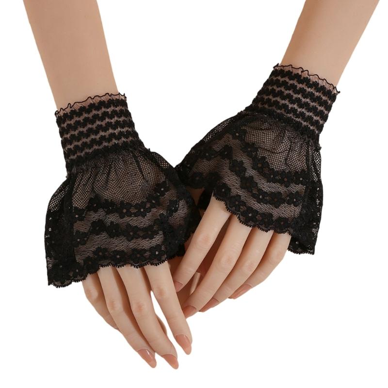 3D Lace Design Detachable Arm Sleeve Fingerless Hand Sleeve for Stylish Outfits Cosplay Event Daily Fashion Wear Comfort