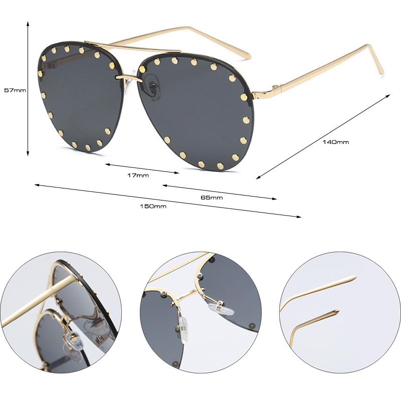 SHAUNA Nail Decoration Women Rimless Pilot Sunglasses Brand Designer Fashion Ladies Gradient/Tinted Punk Style Glasses