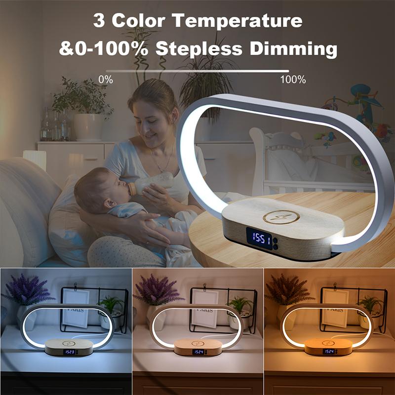 Table Top Decoration Wireless Charger with Night Light Clock Fast Phone Charger for iPhone 16 Pro Max Wireless Charging Stands