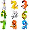 Premium Self Inflating 16 Inch Foil Number Balloon Happy Birthday Large Animal Design