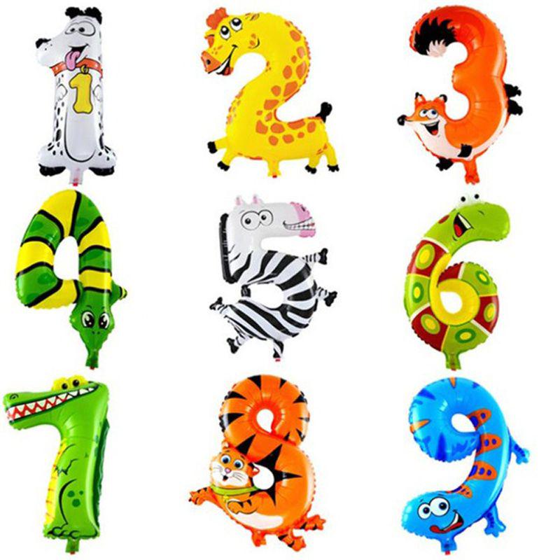 Premium Self Inflating 16 Inch Foil Number Balloon Happy Birthday Large Animal Design