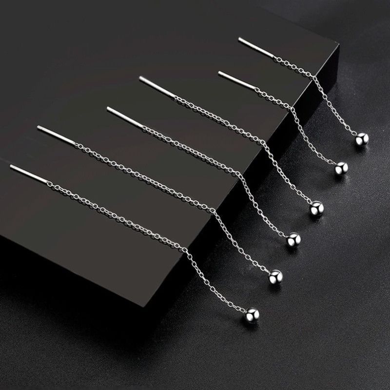 

9999 Sterling Silver Ear Line New Arrival Fine Silver Fancy Tassel Earrings Nail Female Genuine Goods 2025 New Arrival Exquisite round Beads 3cm