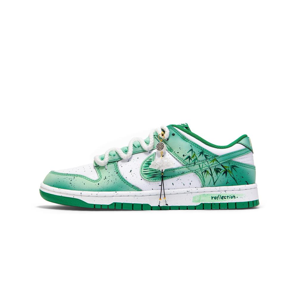 Nike Dunk Slip Resistant Abrasion Resistant Low top Skateboard Shoes Men's White Green HF5441-101(Team1326-SBOX)