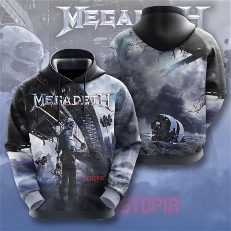 Rock Band Megadeth Hanorace cu Imprimeu 3D Bărbați Femei Modă Retro y2k Hanorac Grafic Hanorac Îmbrăcăminte Bărbați Trening Bărbați Cadou Fan