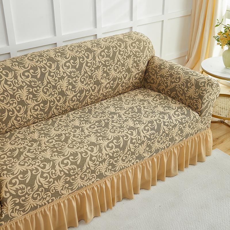 1pc European Style Flower Sofa Slipcover with Skirt Jacquard Non-slip Sofa Covers Furniture Protector for Living Room Home Decor