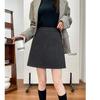 2025 Autumn/Winter Woolen High-Waisted A-Line Mini Skirt - Korean Style, Slimming, Versatile, College Chic, Anti-Exposure.