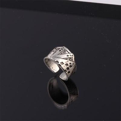 Vintage Punk Poker Joker Silver Color Rings for Men Goth Jewelry Anillos Women Finger Ring Gift