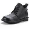 First Layer Cowhide New Versatile Single Boots Velvet Low Heel Short Boots Retro Leather Round Head Women's Boots