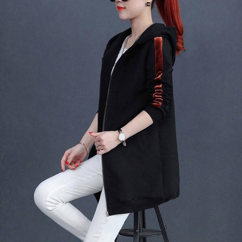 Frühling Herbst Casual Jacken Damen Mit Kapuze Mittellange Mäntel Trendy Bequeme Windjacke Boutique Casual Slim Top Mäntel